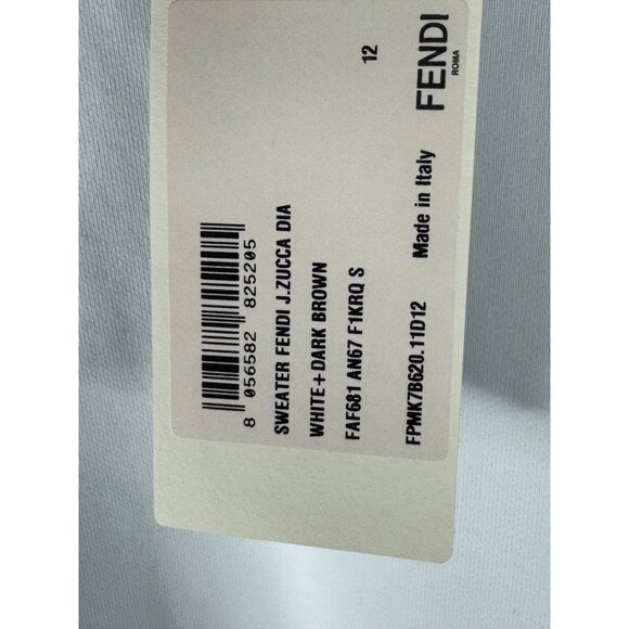 Fendi Men's White Monogram Insert Hoodie Sweatshirt Jersey White Brown Size S NW - Picture 9 of 14